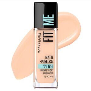 Maybelline Fit Me Matte + Poreless Liquid Oil-Free Foundation Makeup, Ivory.